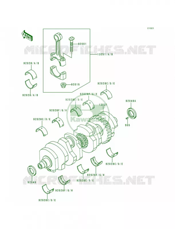 Crankshaft Kawasaki MOTOS 1200 1997 Voyager XII  ZG1200-B11