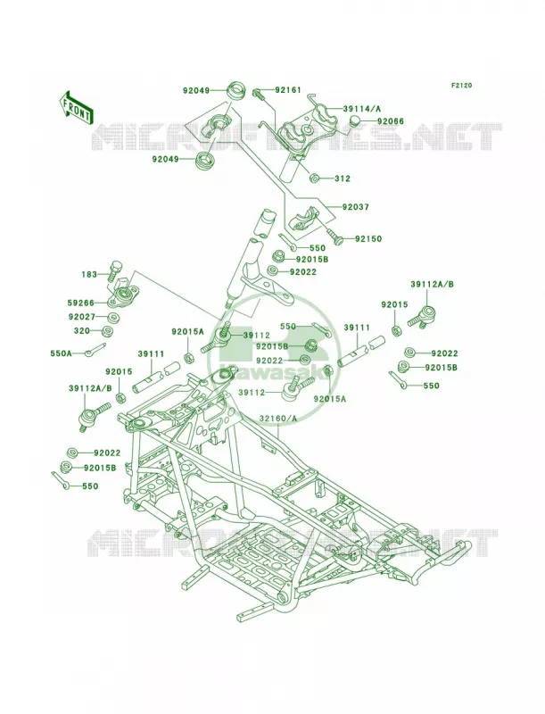 Frame Kawasaki QUAD 300 2001 Prairie 300 4X4  KVF300-A3