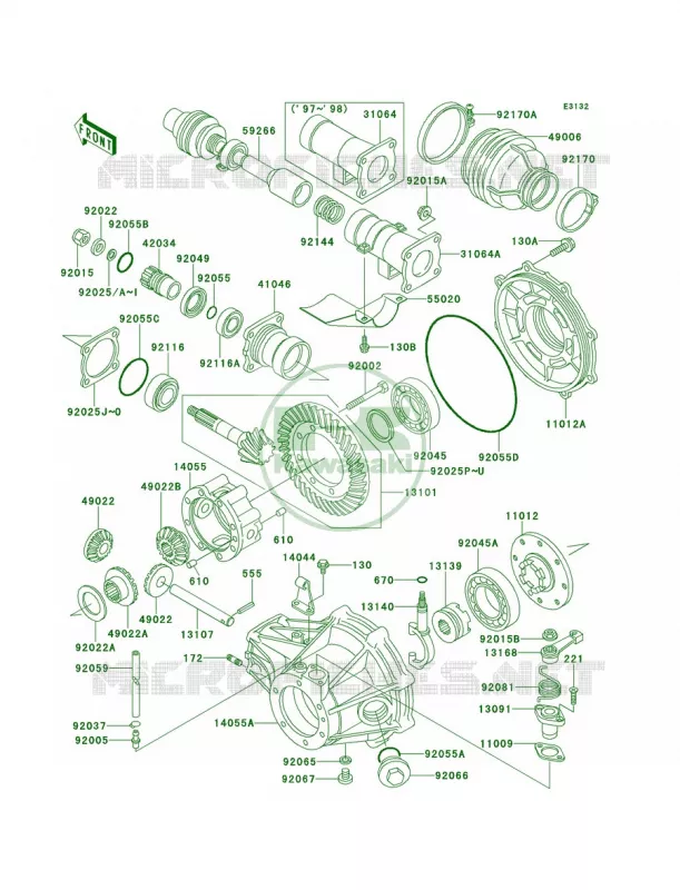 Drive ShaftFinal Gear Kawasaki QUAD 300 2000 Bayou 300  KLF300-B13