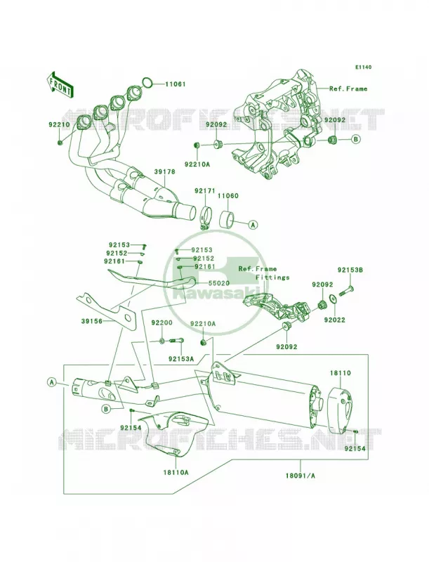 Mufflers Kawasaki MOTOS 1400 2014 Concours 14 ABS  ZG1400CEF