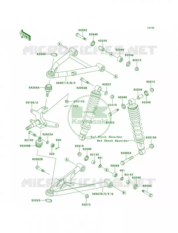 Suspension Kawasaki QUAD 250 2000 Mojave 250  KSF250-A14