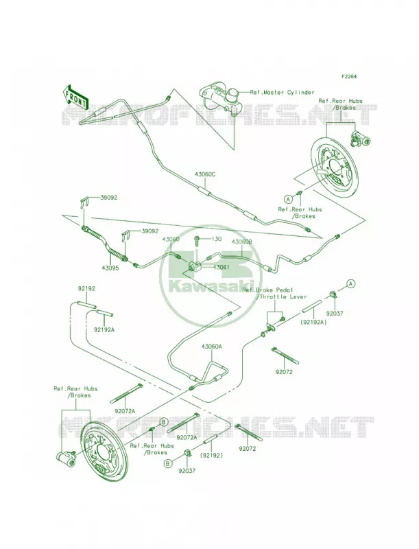Rear Brake Piping Kawasaki MULE 400 2011 Mule 610 4x4 XC Camo  KAF400EBF