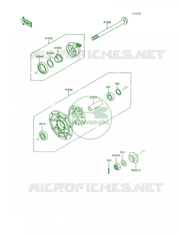 Front Hub Kawasaki MOTOS 650 1994 KLR650  KL650-A8