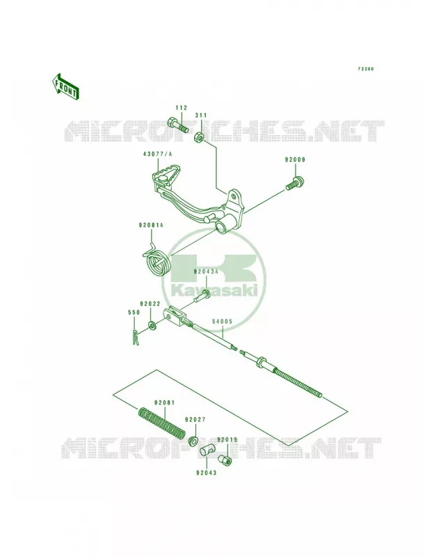 Brake Pedal Kawasaki MOTOS 250 1993 KLR250  KL250-D10