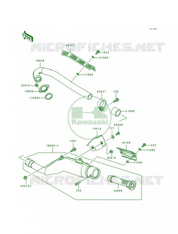 Mufflers Kawasaki MOTOS 250 1993 KLR250  KL250-D10
