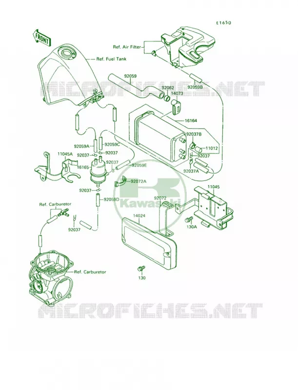Fuel Evaporative System Kawasaki MOTOS 650 1992 KLR650  KL650-A6