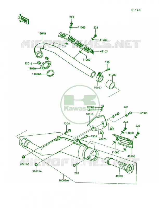 Muffler Kawasaki MOTOS 250 1990 KLR250  KL250-D7