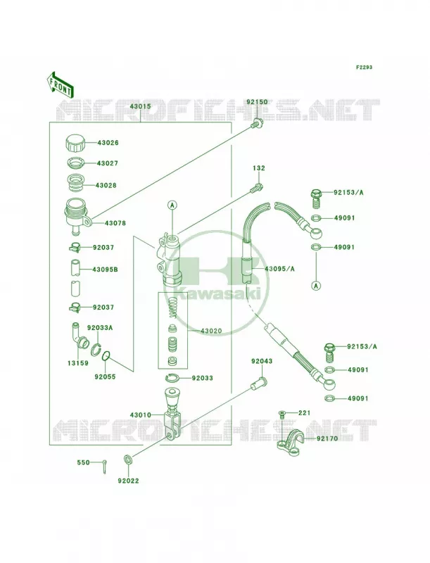 Rear Master Cylinder Kawasaki MOTOS 65 2010 KX65   KX65AAF