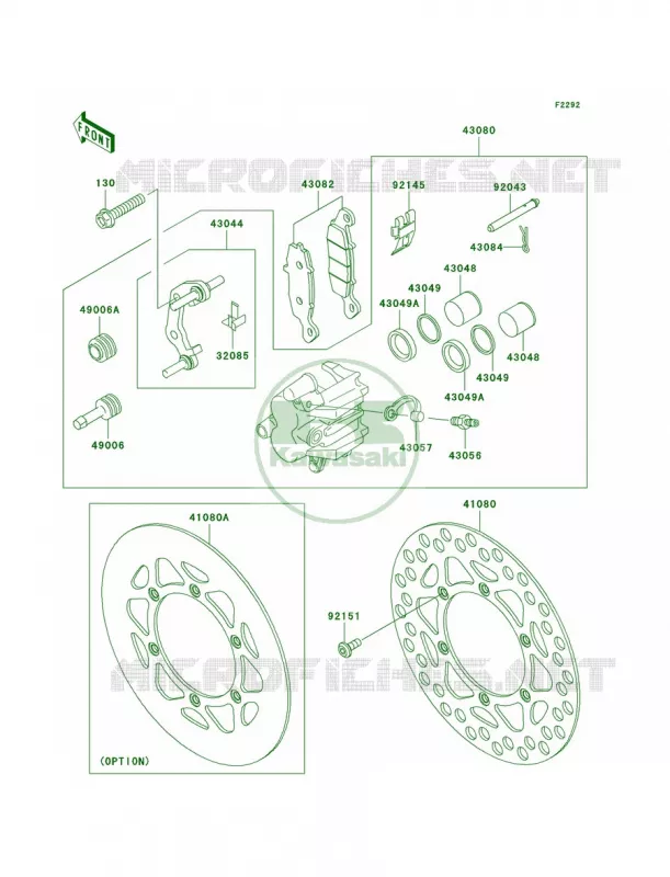 Front Brake Kawasaki MOTOS 85 2009 KX85 Monster Energy  KX85A9FA