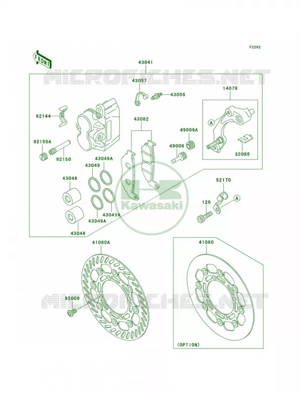 Front Brake Kawasaki MOTOS 500 2002 KX500  KX500-E14