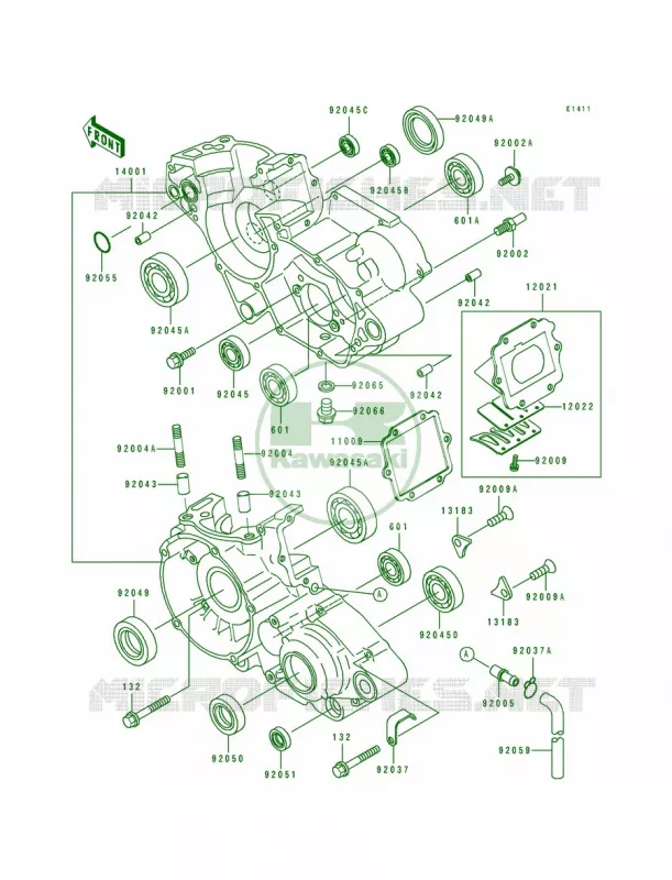 Crankcase Kawasaki MOTOS 125 1992 KX125  KX125-J1