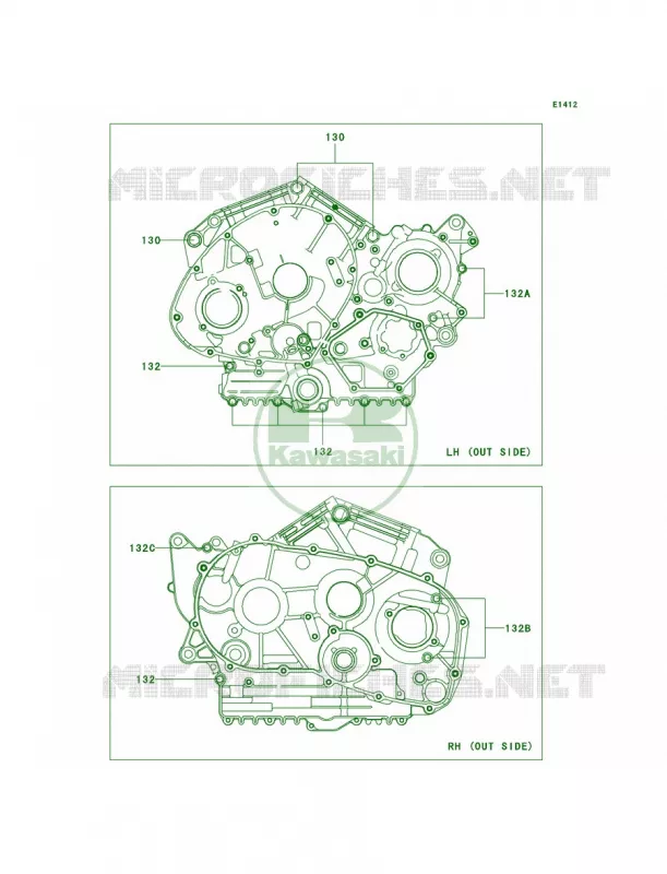 Crankcase Bolt Pattern Kawasaki MOTOS 900 2010 Vulcan 900 Classic LT  VN900DAF