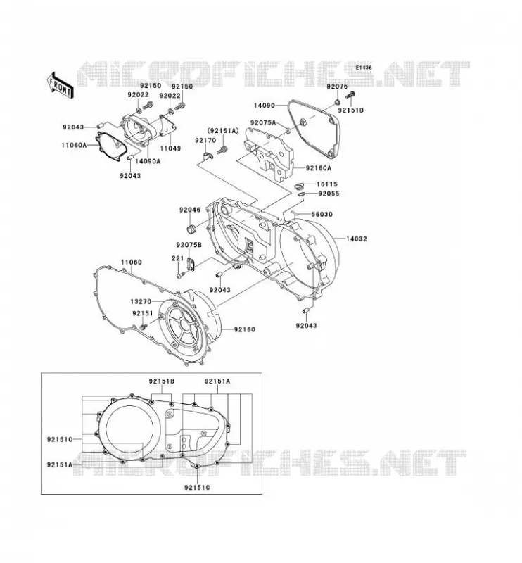 CUBIERTA DEL MOTOR DERECHO(S) Kawasaki MOTOS 1500 1998 VN1500 CLASSIC  VN1500-E1