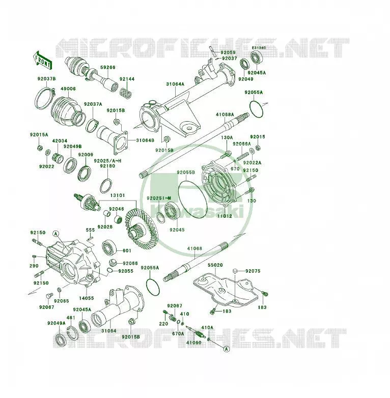 EJE(ARRI&Egrave;RE) Kawasaki QUAD 400 1993 KLF400 4X4  KLF400-B1A
