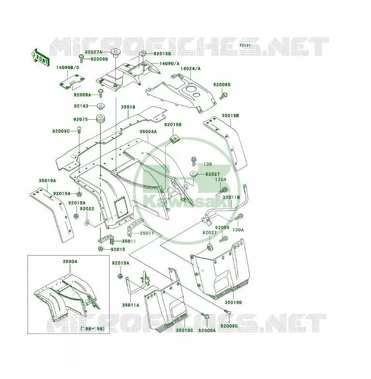 GUARDABARROS DELANTERO Kawasaki QUAD 400 1996 KLF400 4X4  KLF400-B4
