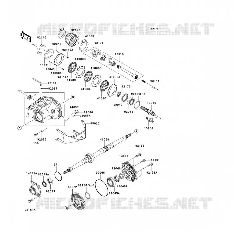 EJE(ARRI&Egrave;RE) Kawasaki QUAD 360 2008 KVF360 4X4  KVF360A8F