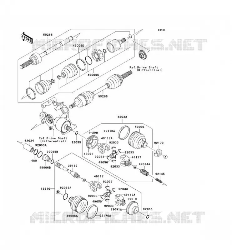 EJE Kawasaki QUAD 400 2000 KVF400 4X4  KVF400-C2