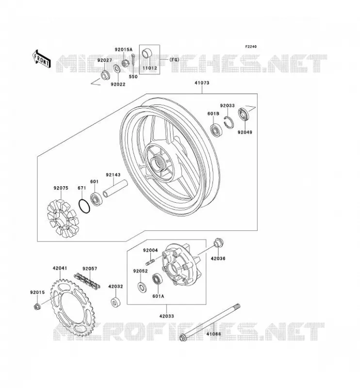 HUB TRASERO Kawasaki MOTOS 500 2000 GPZ500S  EX500-E7