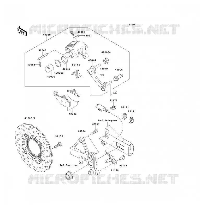 FRENO TRASERO Kawasaki MOTOS 650 2010 ER-6F ABS  EX650DAF