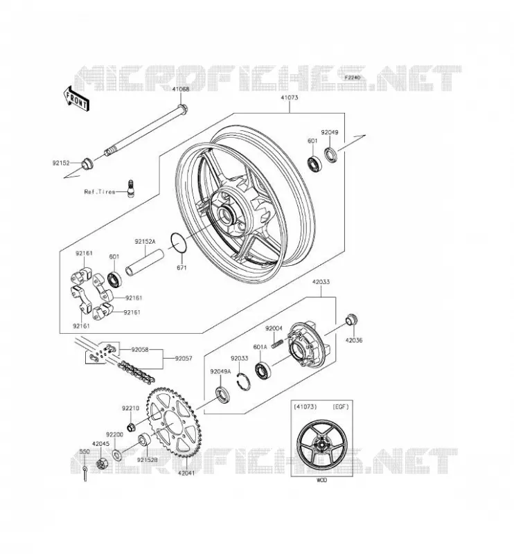 RUEDA TRASERA - CADENA Kawasaki MOTOS 650 2014 ER-6F  EX650EEF