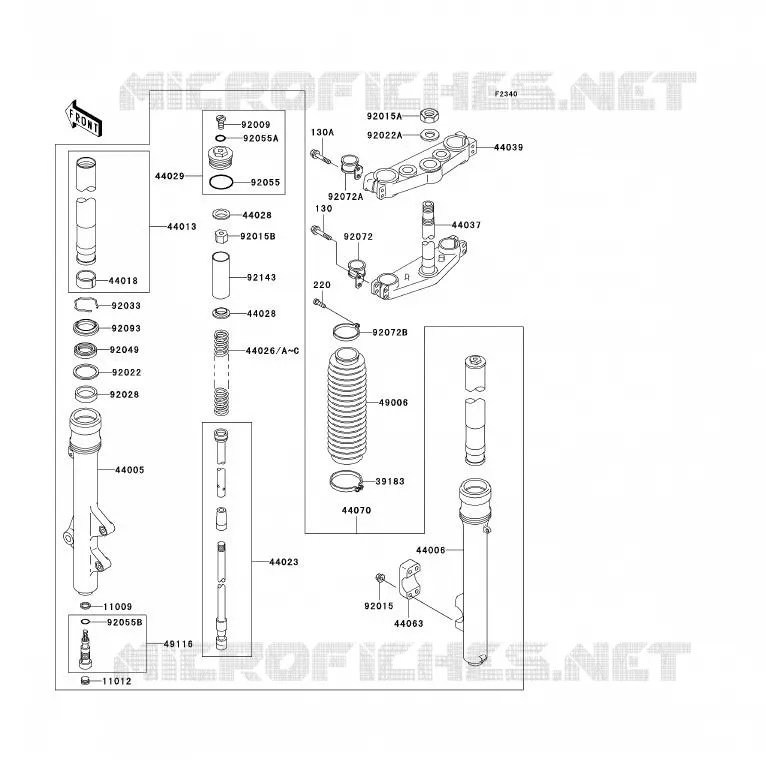 TENEDOR FRONTAL Kawasaki MOTOS 200 2002 KDX200  KDX200-H8