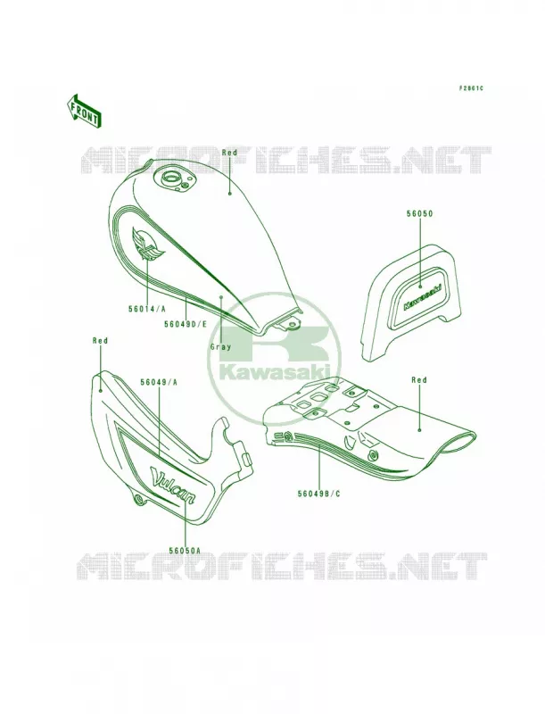 DecalsEN500-A2A3RedGray Kawasaki MOTOS 500 1991 Vulcan 500  EN500-A2