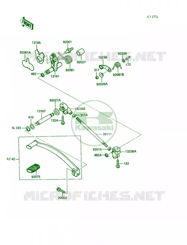Gear Change Mechanism Kawasaki MOTOS 450 1990 454 LTD  EN450-A6