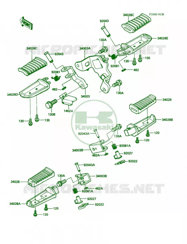 Footrests Kawasaki MOTOS 450 1989 454 LTD  EN450-A5