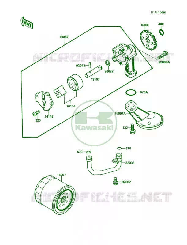 Oil PumpEN450AE029480&ampNAMI. Kawasaki MOTOS 450 1988 454 LTD  EN450-A4