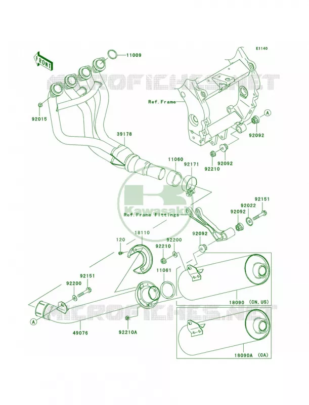 Mufflers Kawasaki MOTOS 900 2002 Ninja ZX-9R  ZX900-F1