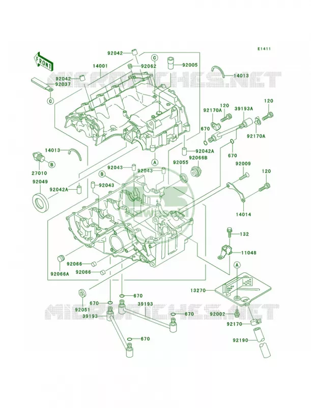 Crankcase Kawasaki MOTOS 600 2000 Ninja ZX-6R  ZX600-J1