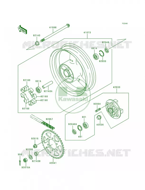 Rear WheelChain Kawasaki MOTOS 750 1996 Ninja ZX-7RR  ZX750-N1