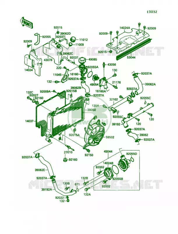 Radiator Kawasaki MOTOS 750 1990 Ninja 750R  ZX750-F4