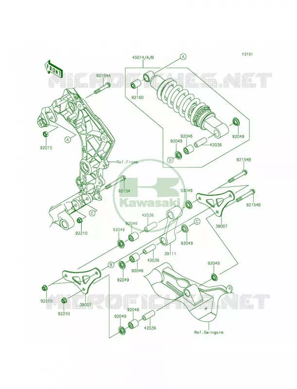 SuspensionShock Absorber Kawasaki MOTOS 1000 2015 Z1000 ABS  ZR1000GFF