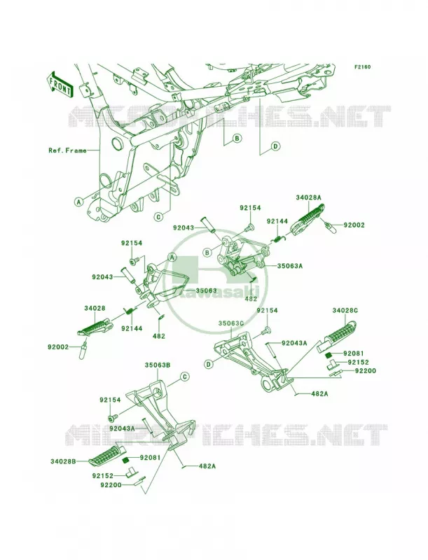 Footrests Kawasaki MOTOS 300 2014 Ninja 300  EX300AESA