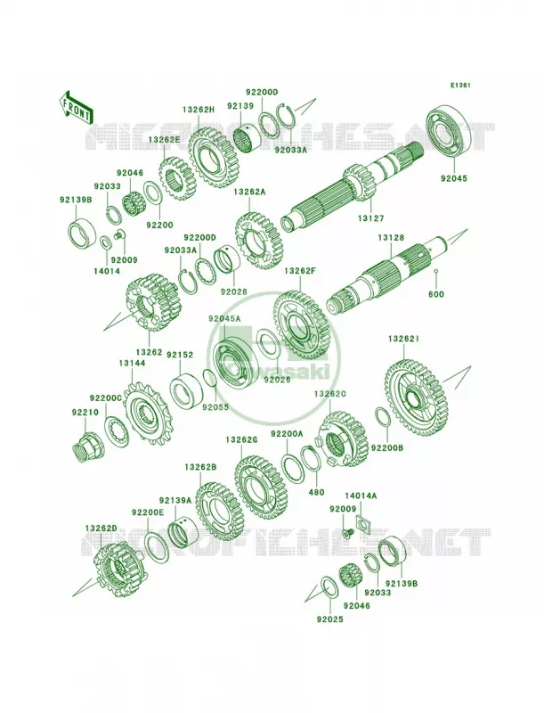 Transmission Kawasaki MOTOS 650 2008 Versys   KLE650A8F
