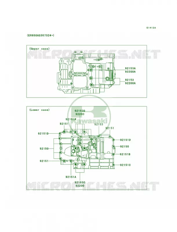 Crankcase Bolt Pattern Kawasaki MOTOS 650 2007 Versys   KLE650A7F