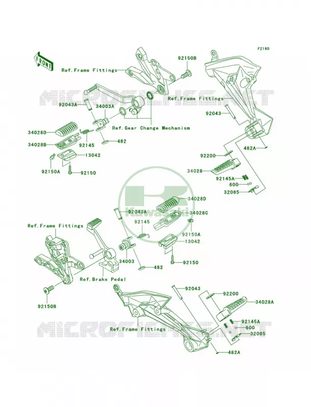 Footrests Kawasaki MOTOS 1000 2007 Z1000  ZR1000B7F